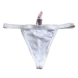 Victoria's Secret VINTAGE Y2K Cotton Signature‎ Logo V-String Thong Panties XS